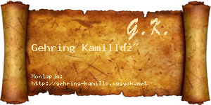Gehring Kamilló névjegykártya
